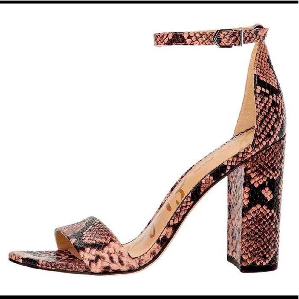 Sam Edelman Yaro Python-Embossed Leather Block-He… - image 1